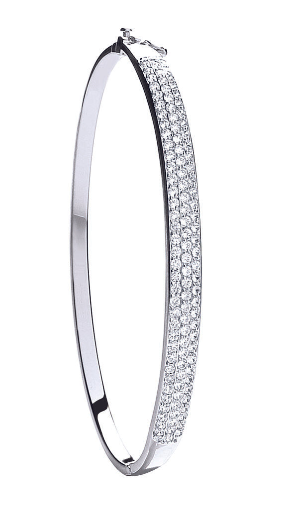 White Gold Pave Set Cz Bangle TGC-BN0400