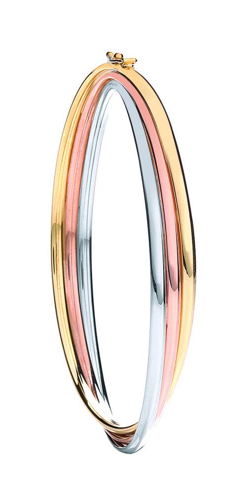 Yellow White & Rose Gold Russian Wedding Bangle TGC-BN0401