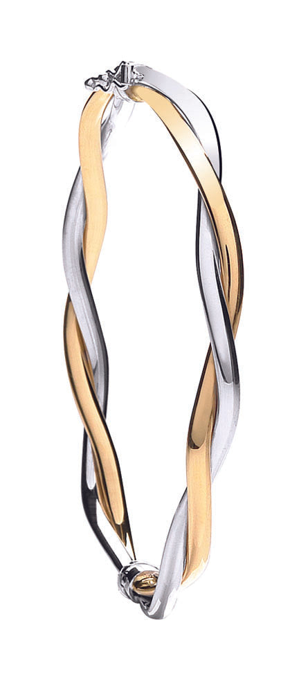 Yellow & White Gold Fancy Twisted Bangle TGC-BN0403