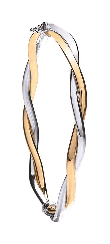 Yellow & White Gold Fancy Twisted Bangle TGC-BN0403