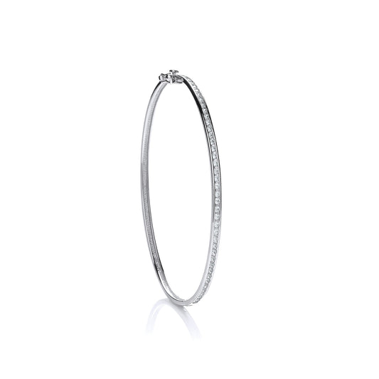 White Gold Cz 3mm Bangle TGC-BN0410