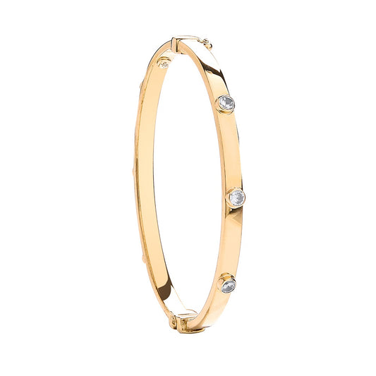 Yellow Gold Hollow Oval Baby Cz Bangle TGC-BN0417