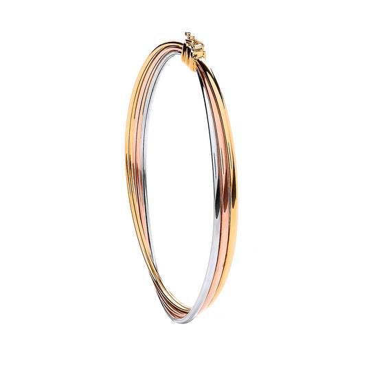 Yellow White & Rose Gold Russian Wedding Bangle  TGC-BN0426