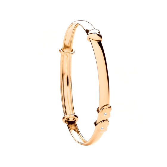 Yellow Gold Expandable Baby Bangle with Floating Cz Heart TGC-BN0433