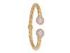 Yellow Gold Hinghed Twisted Cz Torque Bangle TGC-BN0153
