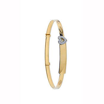 Yellow Gold Cz Heart D/C Expandable Baby Bangle TGC-BN0384