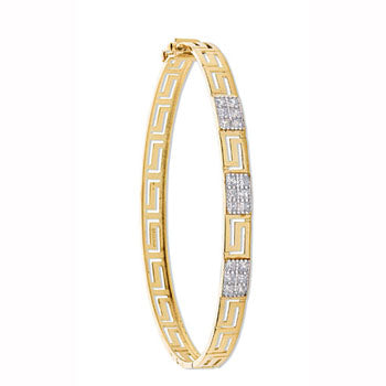 Yellow Gold Cz Greek Key Bangle TGC-BN0385