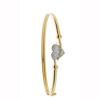 Yellow Gold Cz Heart Bangle TGC-BN0389