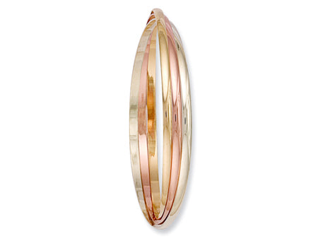 White Yellow & Rose Gold Russian Wedding Bangle TGC-BN0051