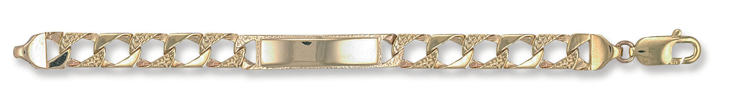 Yellow Gold Plain & Bark Casted Curb Baby ID Bracelet TGC-BR0001