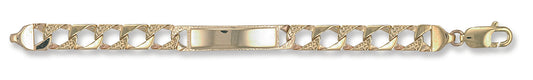 Yellow Gold Plain & Bark Casted Curb Baby ID Bracelet TGC-BR0001