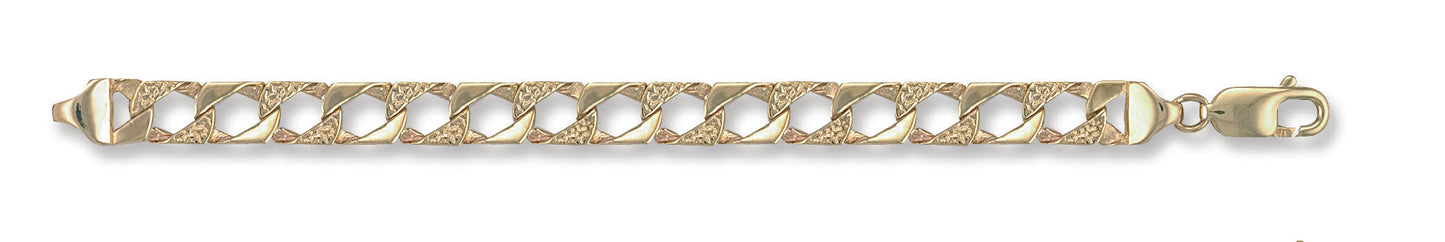 Yellow Gold Plain & Bark Casted Curb Baby Bracelet TGC-BR0003