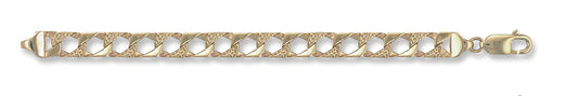 Yellow Gold Plain & Bark Casted Curb Baby Bracelet TGC-BR0003