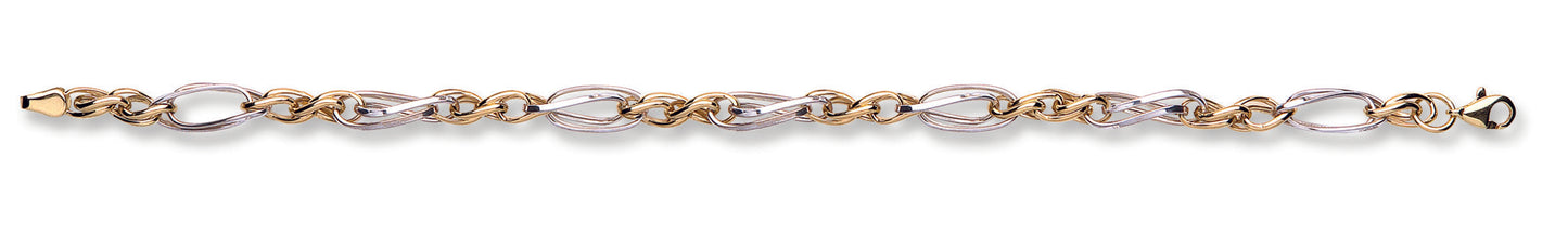 White & Yellow Gold Fancy Oval Linked Bracelet TGC-BR0588