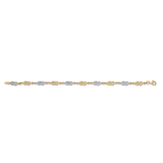 White & Yellow Gold Fancy Hollow Link Bracelet  TGC-BR0599
