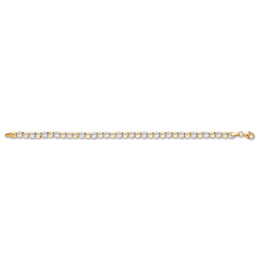 White & Yellow Gold Oval Hollow Link Bracelet  TGC-BR0600