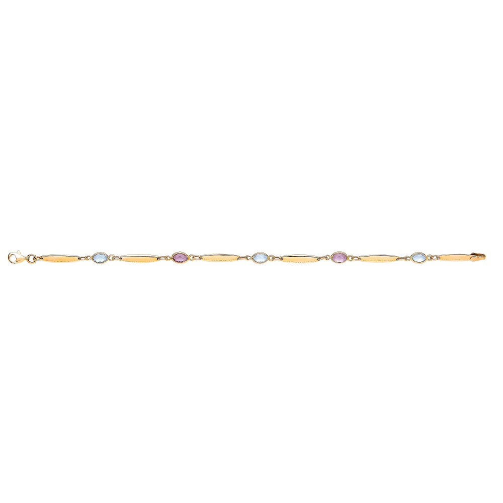 Yellow Gold Ladies Bracelet With Amethyst & Blue Topaz TGC-BR0606