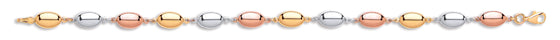 Yellow White & Rose Gold Oval Bead Ladies Bracelet TGC-BR0615