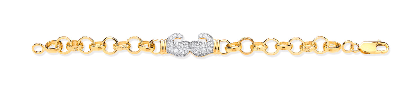 Yellow Gold Belcher Links Cz Boxing Gloves Baby Bracelet TGC-BR0635