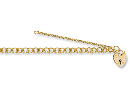 Yellow Gold Open Curb & Padlock Charm Bracelet TGC-BR0016