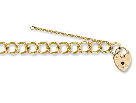Yellow Gold Open Curb & Padlock Charm Bracelet TGC-BR0020