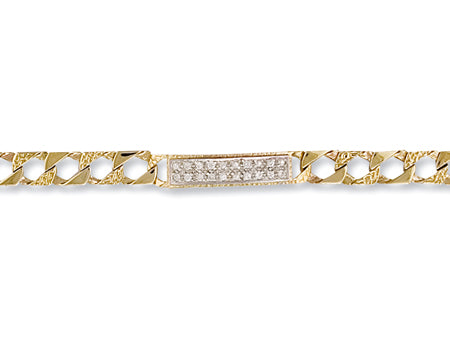 Yellow Gold Casted Curb Baby Cz ID Bracelet TGC-BR0223