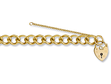 Yellow Gold Open Curb & Padlock Charm Bracelet TGC-BR0022