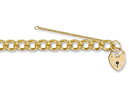 Yellow Gold Open Curb & Padlock Charm Bracelet TGC-BR0023