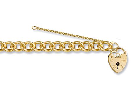 Yellow Gold Tight Link Curb & Padlock Charm Bracelet TGC-BR0024