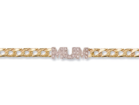 Yellow Gold Casted Cz Mum Bracelet TGC-BR0334