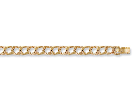 Yellow Gold Plain & Bark Casted Curb Baby Bracelet TGC-BR0004