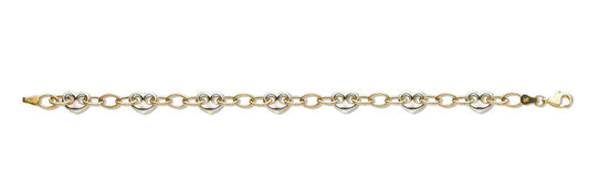 White & Yellow Gold Fancy Heart Linked Bracelet TGC-BR0567