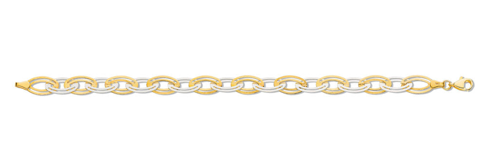 White & Yellow Gold Fancy Oval Linked Bracelet TGC-BR0580