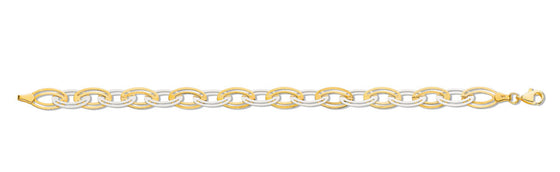White & Yellow Gold Fancy Oval Linked Bracelet TGC-BR0580