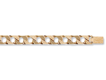 Yellow Gold Plain & Bark Casted Curb Bracelet TGC-BR0070