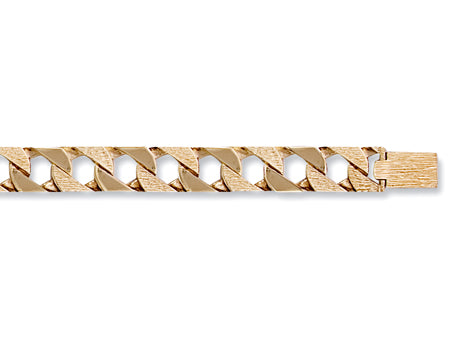 Yellow Gold Plain & Bark Casted Curb Bracelet TGC-BR0071