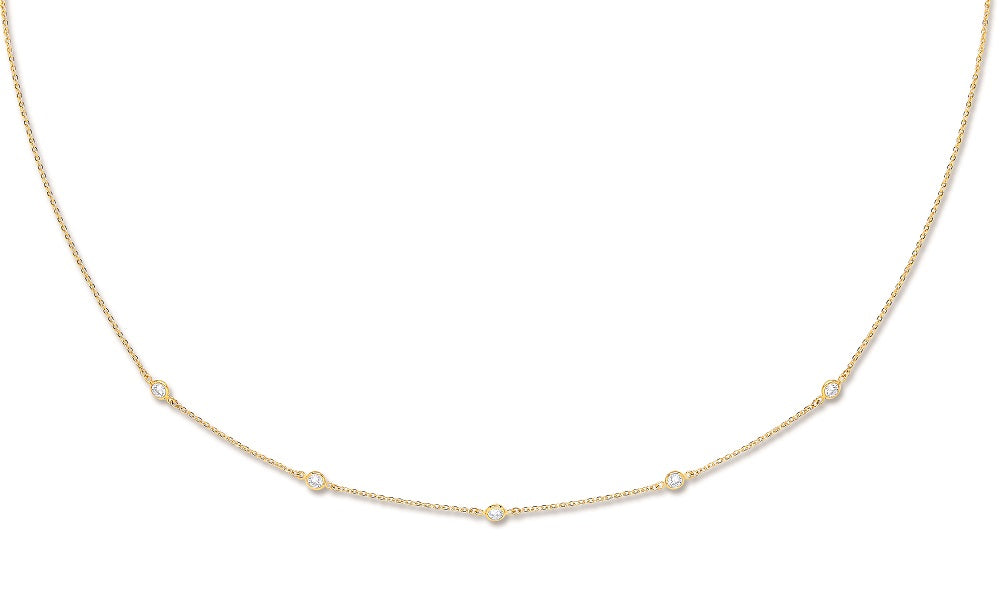 Yellow Gold Diamond by the Yard Chain with Cz TGC-CN0531