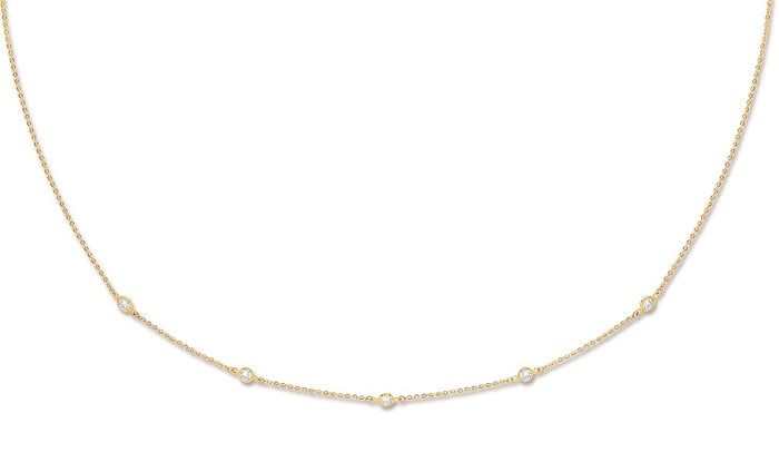 Yellow Gold Diamond by the Yard Chain with Cz TGC-CN0531