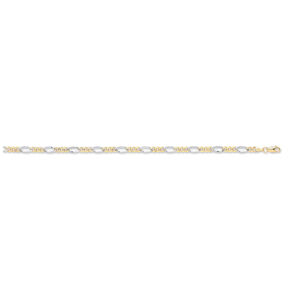 Yellow & White Gold Hollow Figaro Chain/Bracelet TGC-CN0539-LB