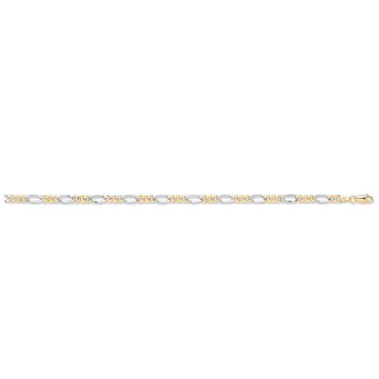 Yellow & White Gold Hollow Figaro Chain/Bracelet TGC-CN0539-LB