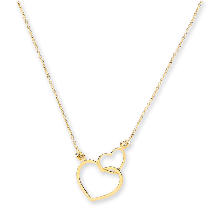 Yellow Gold Rolo Chain, Two Hearts, Adjustable from 18" to 16"/14" TGC-CN0546