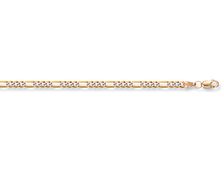 Yellow Gold Rhodium Plated Figaro Chain TGC-CN0243-LB