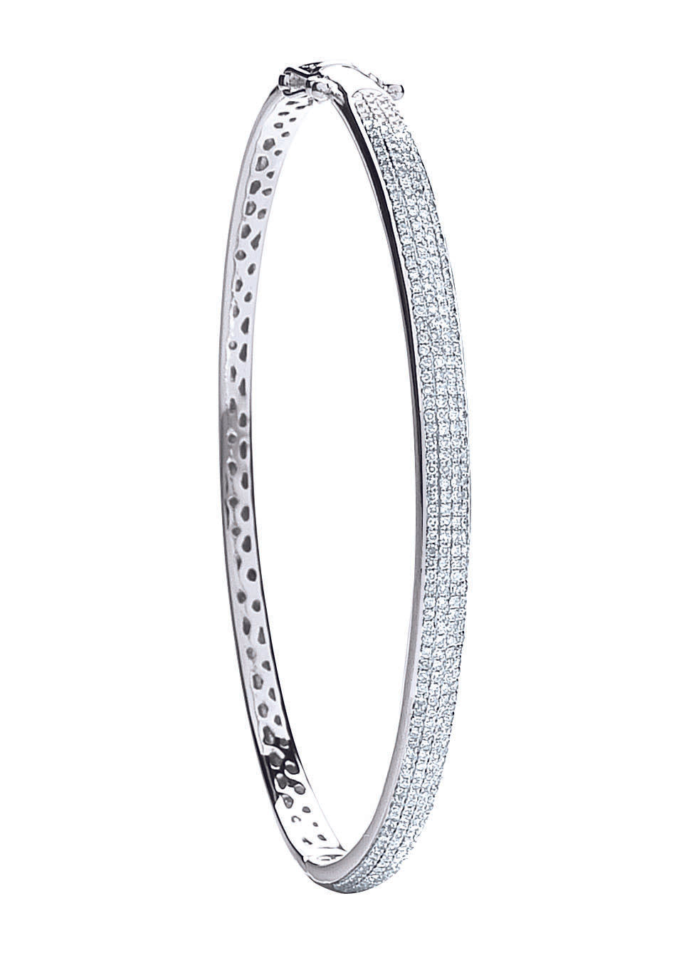 9ct White Gold 0.86ct Pave Set Diamond Bangle TGC-DBN0048