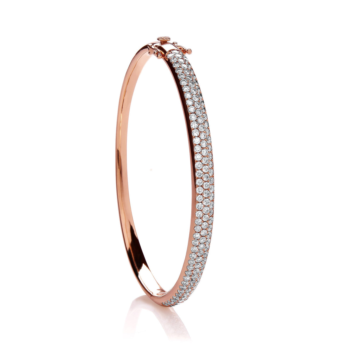 18ct Rose Gold 3.00ct Pave Set Diamond Bangle TGC-DBN0049
