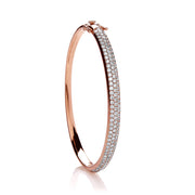 18ct Rose Gold 3.00ct Pave Set Diamond Bangle TGC-DBN0049