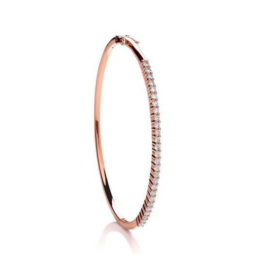 18ct Rose Gold 1.10ct Diamond Bangle TGC-DBN0050