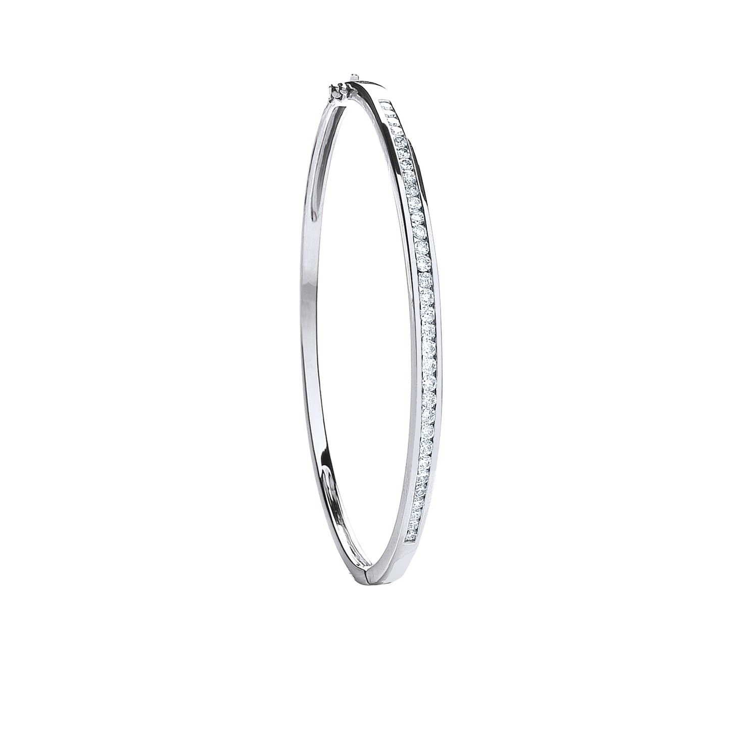 18ct White Gold 1.00ct Pave Set Diamond Bangle TGC-DBN0055