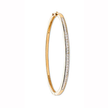 9ct Yellow Gold 1.00ct Channel Set Diamond Bangle TGC-DBN0011