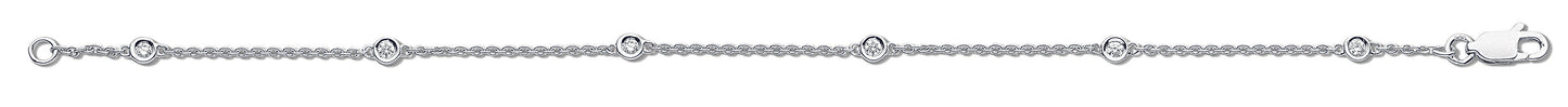 18ct White Gold 0.20ct Rubover Diamond Bracelet TGC-DBR0067