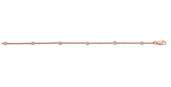 18ct Rose Gold 0.20ct Rubover Diamond Bracelet TGC-DBR0081